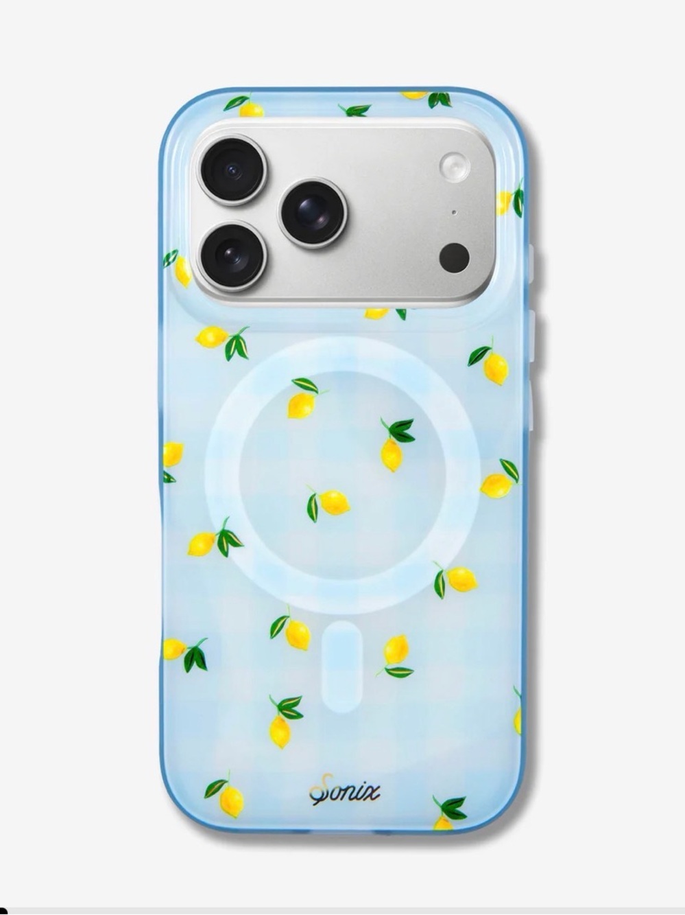 Sonix iPhone 17 Pro Lemon Gingham MagSafe Blue iPhone Case